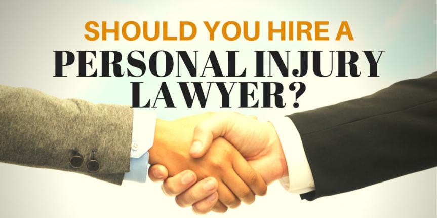 A banner of of two hands shaking and a statement "SHOULD YOU HIRE A PERSONAL INJURY LAWYER?"