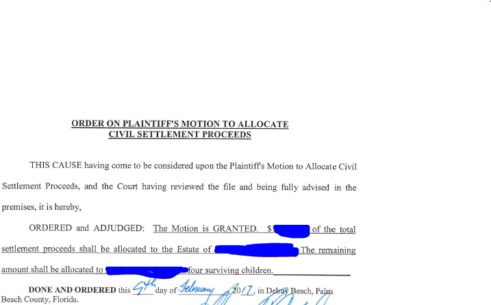 Florida Motion to Allocate Bradley Order