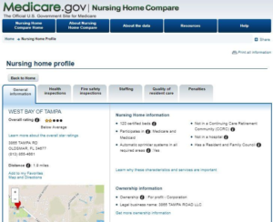 West Bay of Tampa is a Below Average Nursing Home According to CMS