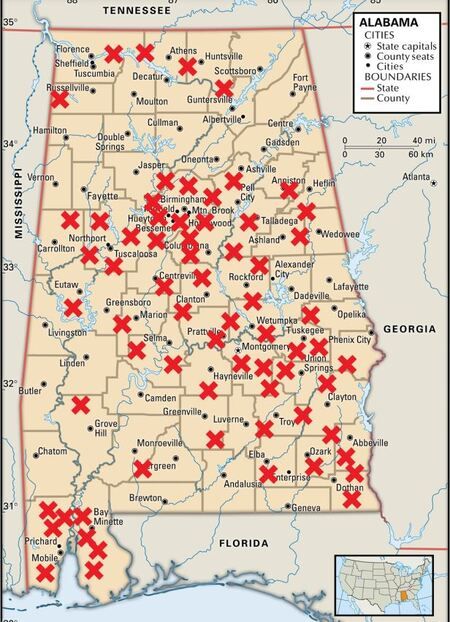 Map of Alabama Nursing Home Abuse and Neglect