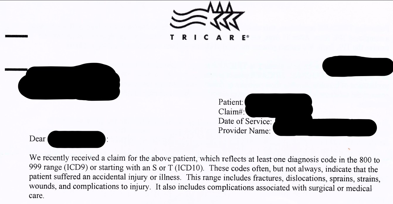 Tricare subrogation letter for injuries caused by nursing home